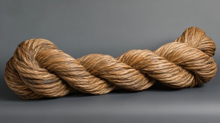 Poster - Thick natural rope twisted elegantly on a muted gray background with ample copy space for text placement.