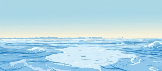Aufkleber - Cold icy landscape with soft blue tones featuring floating icebergs and a clear sky Copy Space
