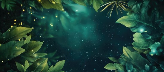 Poster - Lush green foliage with soft lighting and copy space for text suitable for nature-themed designs