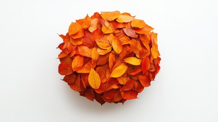 Poster - Colorful arrangement of autumn leaves in warm tones of orange and yellow isolated on white background with Copy Space
