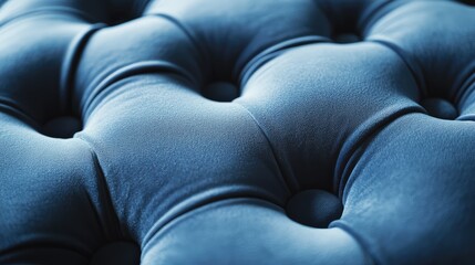 Poster - Blue tufted fabric texture with soft padding and abstract design Copy Space
