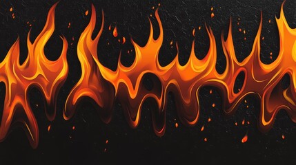 Fototapete - Colorful abstract flames on black background with smooth curves and dynamic flow featuring Copy Space for text placement