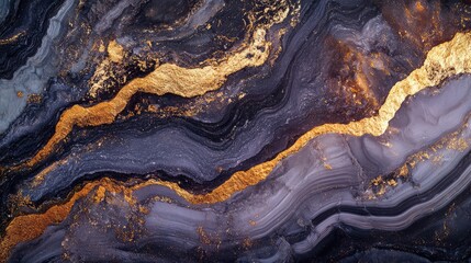 Poster - Abstract textured background with black purple and gold patterns Copy Space