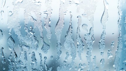 Poster - Condensation on a window with water droplets creating a textured pattern and blurred background Copy Space