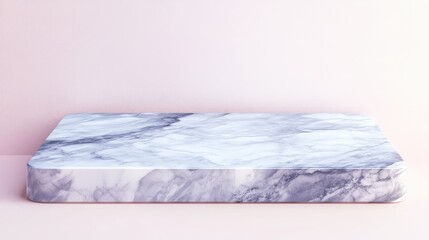 Poster - Marble texture rectangular block on pastel pink background with copy space for text or branding concepts