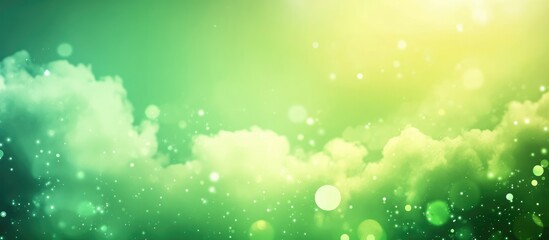 Fototapete - Green and yellow abstract background with soft clouds and bokeh effect suitable for copy space design