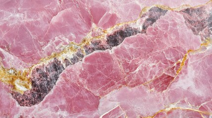 Poster - Pink marble texture with natural veins and patterns featuring shades of pink and gold, suitable for background and design layouts, Copy Space.