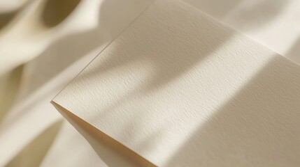  - Beige textured paper sheet with shadows on a light background and Copy Space for text placement