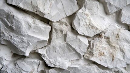 Poster - Textured white rock wall background with irregular stones and Copy Space for design applications.