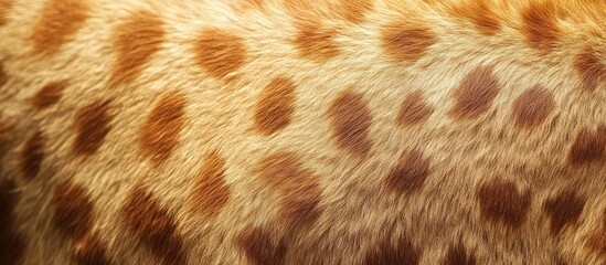 Poster - Giraffe fur texture close-up highlighting distinctive orange-brown spots on light background with Copy Space for text insertion
