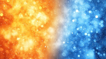 Poster - Colorful bokeh background with warm orange and cool blue tones featuring soft glowing orbs and copy space for text placement