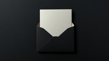 Poster - Black envelope with blank card inside on dark background Copy Space