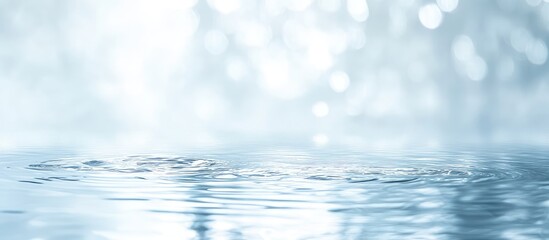 Aufkleber - Soft focus water surface with ripple effects and bokeh light reflections in a serene blue ambiance Copy Space