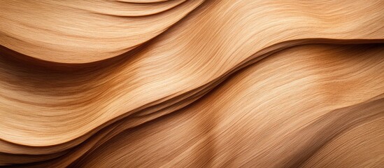 Poster - Abstract wave patterns in laminated wood texture with warm tones and smooth contours ideal for backgrounds and design projects Copy Space