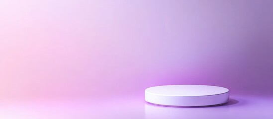 Poster - Minimalistic round display podium on a softly lit purple gradient background with Copy Space for product presentation or text insertion