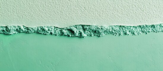 Poster - Abstract close-up of textured wall surface with turquoise and green tones and rough texture along the dividing line Copy Space