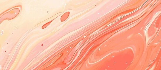 Poster - Abstract orange and pink marble texture background with flowing patterns and copy space for text