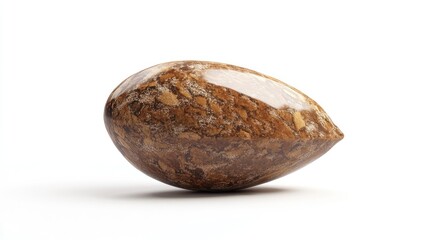 Poster - Brown polished stone resembling an egg on white background with Copy Space