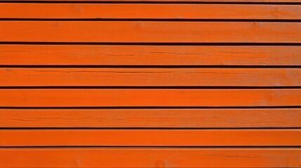 Poster - Orange wooden planks background with horizontal lines and natural wood texture Copy Space