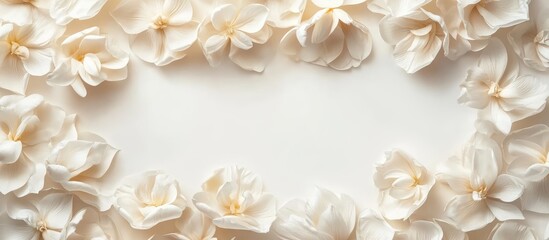 Aufkleber - White floral arrangement with copy space for text on a light background