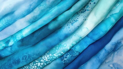 Leinwandbilder - Abstract blue watercolor background with flowing textures and gradients suitable for various applications Copy Space