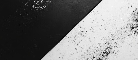 Leinwandbilder - Black and white abstract texture with powdery splatters and diagonal division with copy space for text