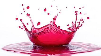 Aufkleber - Red liquid splash with droplets on white background Copy Space