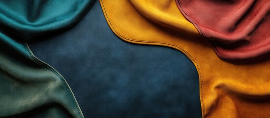 Leinwandbilder - Colorful textured leather background with wavy patterns and copy space for design projects