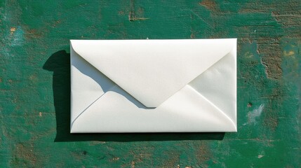 Poster - White envelope on a textured green background with copy space for text placement.