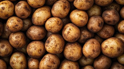 Poster - Fresh raw potatoes texture background with dirt and imperfections Copy Space