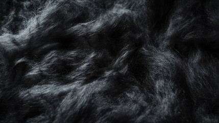 Poster - Black fluffy texture background with soft fibers and variations, suitable for various design applications, Copy Space available