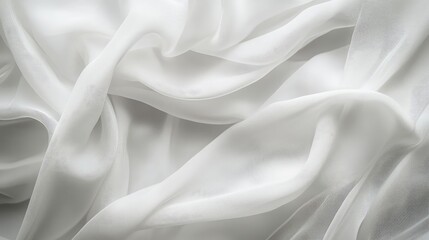 White silk fabric texture background with soft folds and gentle draping, minimal color variation, Copy Space available