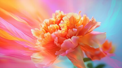 Poster - Colorful abstract floral background with a peony flower and soft pastel colors, featuring Copy Space for text placement.