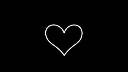 Poster - Minimalist heart outline on black background with copy space for text inclusion