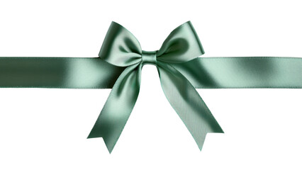 Wall Mural - Elegant green satin ribbon bow with tails, perfect for gifts and decorations