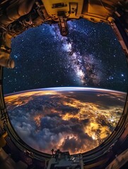 Wall Mural - space station earth view
