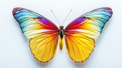 Poster - Colorful butterfly with detailed wings displayed on a white background Copy Space