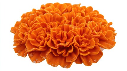 Poster - Bright orange marigold flower arrangement with water droplets on petals isolated on white background with copy space