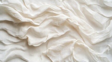 Aufkleber - Textured white fabric background with soft folds and creases providing a neutral and elegant surface design with copy space