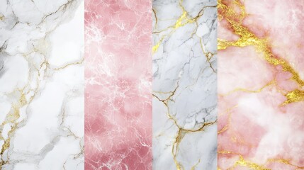 Aufkleber - Marble textures collection with pink and gold veins suitable for backgrounds and design elements Copy Space