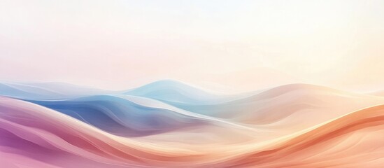 Poster - Abstract pastel landscape with soft flowing waves and gradients, ideal for background design, with ample copy space.