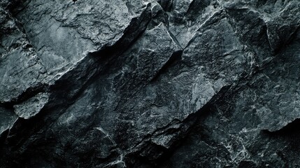 Poster - Textured dark gray rock surface with angular patterns and natural details Copy Space