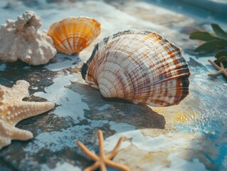 Close up of shells on table