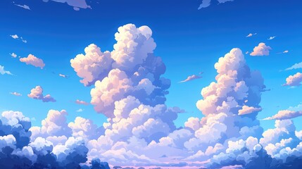 Aufkleber - Colorful fluffy clouds in a blue sky during sunset with copy space for text