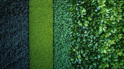 Poster - Different Textures of Artificial Greenery in Vertical Stripes with Copy Space