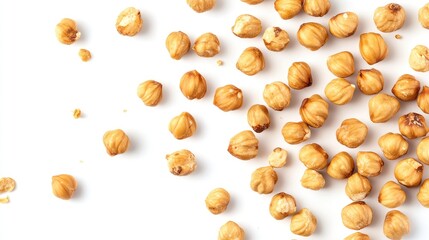 Poster - Dried chickpeas scattered on a white background with copy space for text or design elements