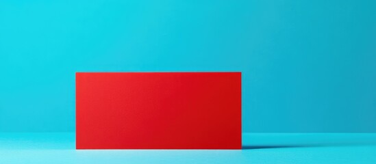Fototapete - Red rectangular box on a blue background with copy space for text or branding