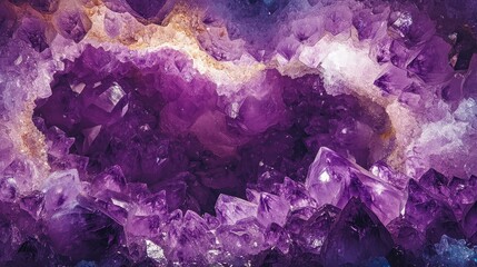 Aufkleber - Purple Amethyst Geode Interior with Rough Crystals and Copy Space for Text