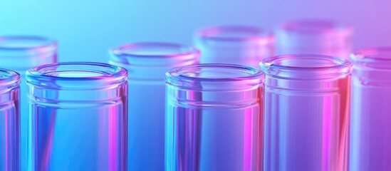 colorful laboratory test tubes with a gradient background showcasing purple and blue lighting copy s