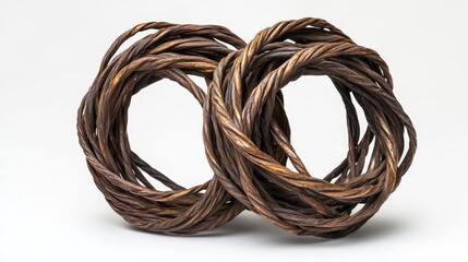 Aufkleber - Two intertwined decorative twine circles on a white background with Copy Space for text placement